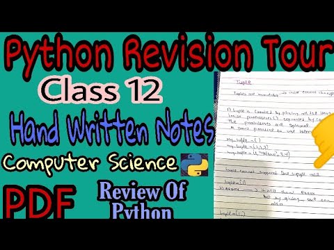 Python Revision Tour Hand Written Notes Class 12 Computer Science | Review Of Python CS 12 | Ch ...