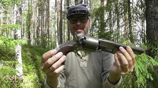 Dimwit the last mountainman. Shoots an original 44 Colt Dragoon 3rd model.