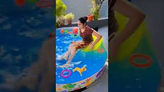 sreethu krishnan new reel in pool #sreethukrishnan #shorts #ammayariyathe serial actress