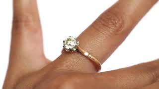 Circa 1910 Edwardian 14k Rose Gold 1.10ct Old European Brilliant Diamond Engagement Ring-VEG#1057A