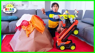 Ryan's house is full of lava! Rescue Heroes on a mission to rescue!