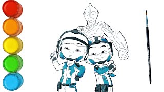 Upin & Ipin Bersiap Bantu Ultraman Lawan Monster | menggambar dan mewarnai Upin & Ipin anak 2022
