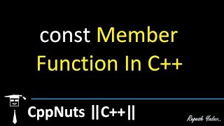 Const Member Function In C++