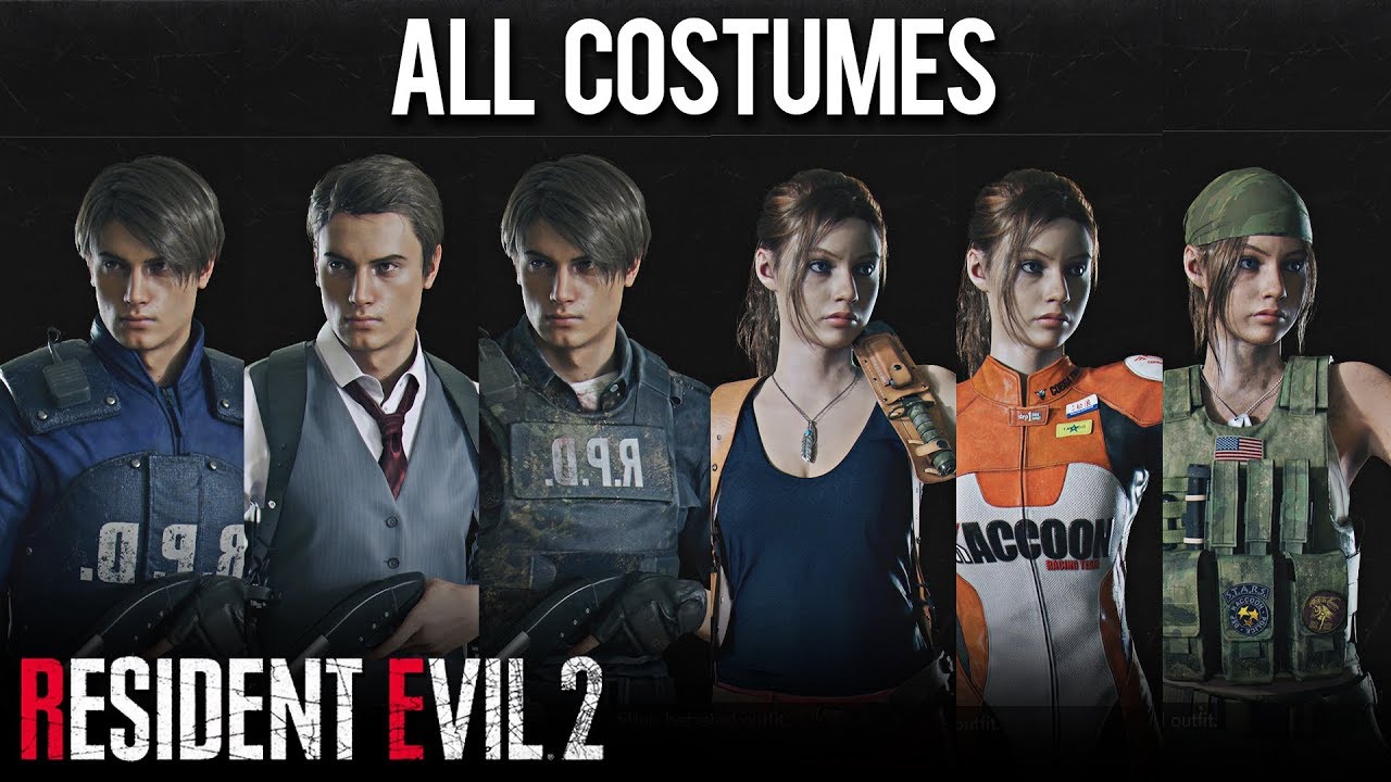 Resident Evil 2 REMAKE - ALL COSTUMES & OUTFITS (Including Leon ...