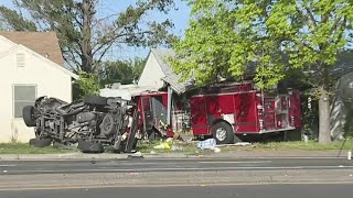 Stockton fire engine crashes into home