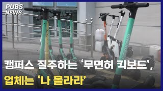 캠퍼스 질주하는 ‘무면허 킥보드’...업체는 ‘나 몰라라’