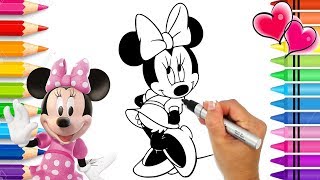 Minnie Mouse Beautiful Dress Coloring Page | Glitter Art | Mickey Mouse Clubhouse Coloring Book