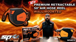 SP Tools USA | NEW 50' Premium Retractable Wall Mounted Air Hose Reel