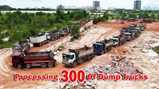 Part-5 Amazing \u0026 Fantastic Processing 300 Of Stunning Dump Trucks With Marvelous KOMATSU Dozers