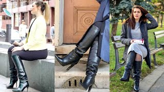 BEST NEW ATTRACTIVE IDEAS FOR LADIES OF TRENDY LEATHER OVER KNEE HEEL BOOTS DESIGN