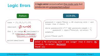 Syntax and Logic Errors, and Refining Algorithms