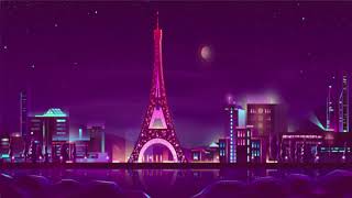 France Paris neon night / (La Tour Eiffel) Eiffel Tower moon light background animation video 2021