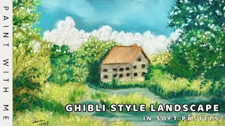 Ghibli Style Landscape In Soft Pastels On Sandpaper - Paint With Me - Vẽ Phấn Tiên