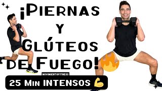 Entrena Piernas y Glúteos en Casa 🔥 25 Min con Peso (Cardio + Abs Incluido) | Movimiento Fitness