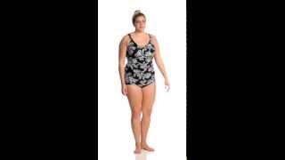 Penbrooke Plus Size Queen's Lace Shirred Front Girl Leg One Piece  | SwimOutlet.com