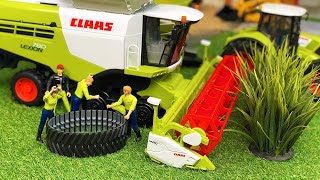 RC Bruder combine harvester Broken Tracks! RC truck and combine farming video for kids!