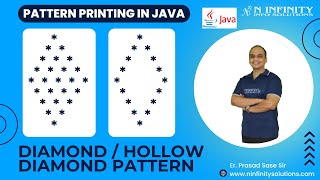 Pattern Printing in JAVA | Session 18 | Diamond Pattern | Hollow Diamond Pattern Printing