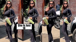 Raveena Tandon Daughter Rasha Thadani Looks Stunning In Black Tight Gym Outfit At Bandra