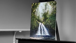 Painting a Waterfall Deep in the Forest with Acrylics - Paint with Ryan