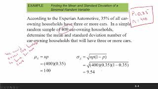 Mean and Standard Deviation for Binomial Random Variables