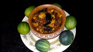 Budamkaya avakaya pachadI/Budda dosakaya chutney/yellow Cucumber chutney