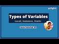 Different types of Variables - Local, Instance, Static variables in Java [Tamil]