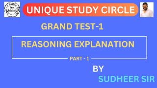 GRAND TEST-1 REASONING PART - 1 EXPLANATIO