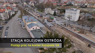 Przebudowa Stacji Kolejowej Ostróda | 23.11.2024 | Widok z drona | DJI Air 3 4K