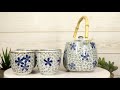 ebros japanese blue cherry blossom 20oz ceramic tea pot and cups set serves 4 people