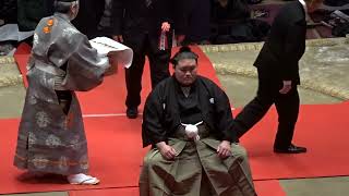 豪栄道（武隈親方）断髪式 ② 2022/1/29 GOEIDO topknot-cutting ceremony starts TAKEKUMA Oyakata