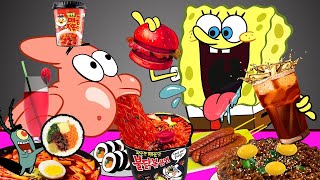 Colourful food SpongeBob ASMR Mukbang Animation Chum Bucket