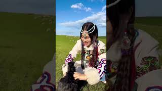 Hulunbuir beautiful grassland 美女與小羊