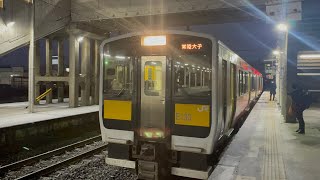 夕方の水郡線/上り列車常陸大子行/安積永盛駅1番線