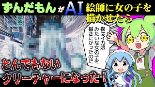 【ずんだもん】ずんだもんがAI絵師を使って女の子を描いたらとんでもないクリーチャーになった！【AI絵師】