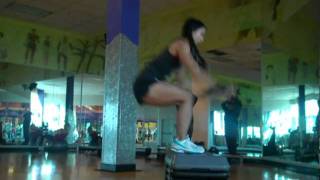 Kat Painter performing Box Jump Pushup Burpees