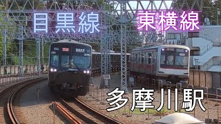 【東急】多摩川駅に到着する相鉄21000系と東急5050系