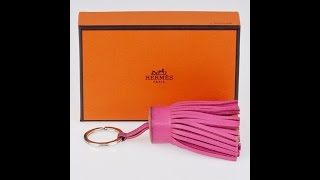 Hermes  Swift Leather Carmen Key Ring in Fuchsia/Orange Reveal