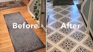 Painting Wood Floor, Decor Entryway, use stencil on floor