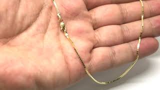 14k Yellow Solid Gold Mirror Box Chain Necklace, 1.2mm