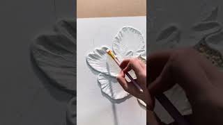 DIY White Flower Plaster Art Plaster Painting On Canvas 3D Flower Texture Painting Wall Decor Ideas