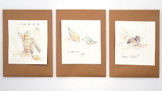 DIY Easter cards with watercolor and ink - for beginners