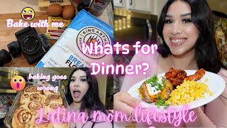 VLOG: BAKE CINNAMON ROLLS WITH ME \u0026 PLATE DINNER WITH ME | LATINA MOM LIFESTYLE