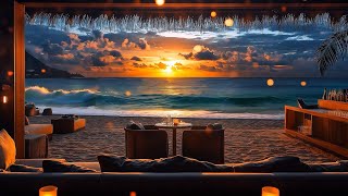 Serene Tropical Sunset ASMR 🌜 Calm Ocean Waves ASMR \u0026 Exotic Bird Sounds  Relaxing Resort Ambience