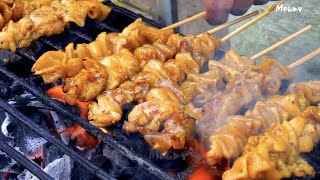 Tandoori Chicken Skewers, Satay and Herbs Marinated Fish 🍢🍡🍢 - Myanmar 🇲🇲 Street Food / အသားကင်စုံ