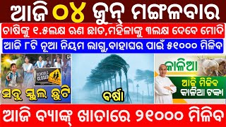 today's morning news odisha/4 June 2024/heavy to heavy rain/odisha news today/odisha samachar
