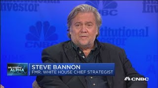 Steve Bannon takes the stage at Delivering Alpha