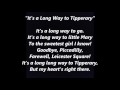 IT’S A LONG WAY TO TIPPERARY Sing Along music song words text & lyrics