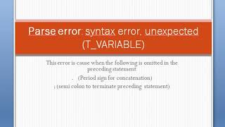 Parse error: syntax error, unexpected (T_VARIABLE)