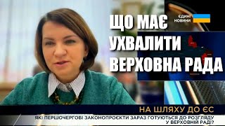 На шляху до ЄС: Оксана САВЧУК про першочергові законопроєкти, які має ухвалити Верховна Рада