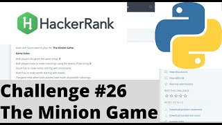 Hackerrank Python | Challenge #26 | The Minion Game